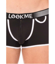 Mini-Pants noir échancré avec zip - LM2003-68BLK
